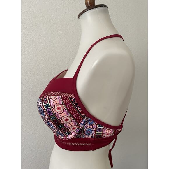 Shade & Shore Swim Bikini Top Cut Out Color Block Swimwear - Picture 6 of 9